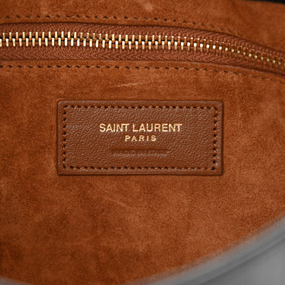 Saint Laurent Calfskin Crocodile Embossed Le 5 A 7 Hobo Black 6 of 11