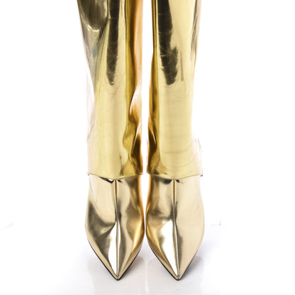 Jimmy Choo Metallic Mirror Calfskin Hurley 100 Convertible Knee High Boots 37.5 Gold 5 of 15