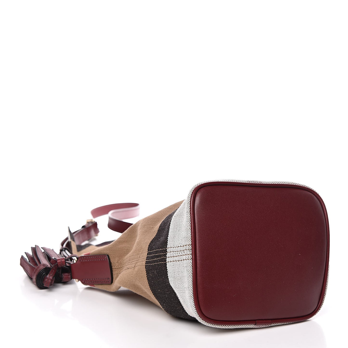 Canvas Mega Check Mini Ashby Tassel Crossbody Burgundy Red
