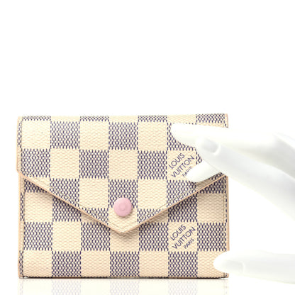 Louis Vuitton Damier Azur Victorine Wallet Rose Ballerine 2 of 9