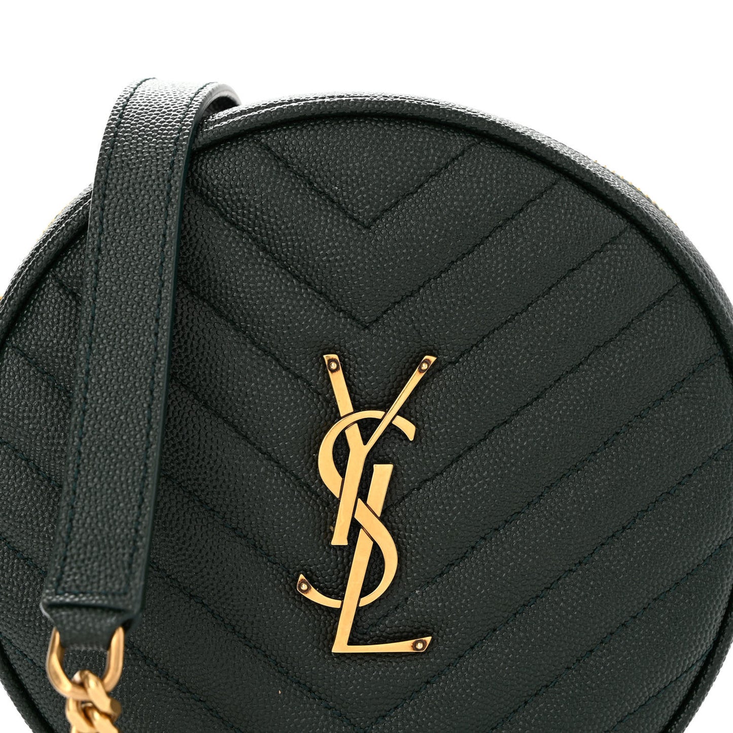 Grain De Poudre Matelasse Chevron Quilted Round Vinyle Camera Bag New Vert Fonce