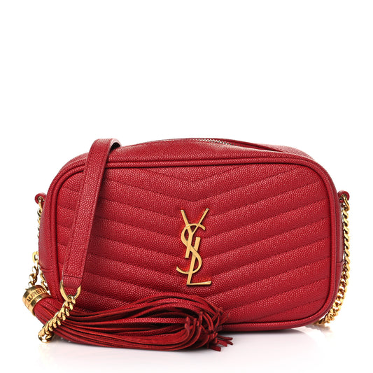 Grain De Poudre Matelasse Monogram Mini Lou Camera Bag Opyum Red