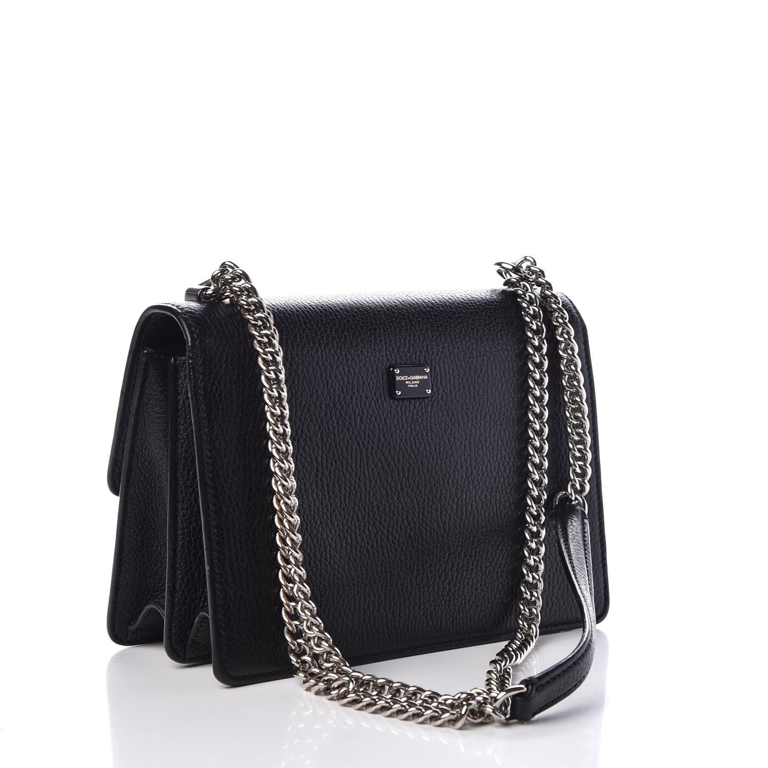 Dolce & Gabbana Grained Calfskin Rosalia Shoulder Bag Black 3 of 6