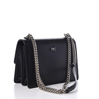 Dolce & Gabbana Grained Calfskin Rosalia Shoulder Bag Black 3 of 6