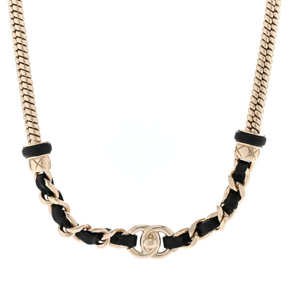 Chanel Metal Lambskin CC Turnlock Choker Necklace Black Gold 1 of 6