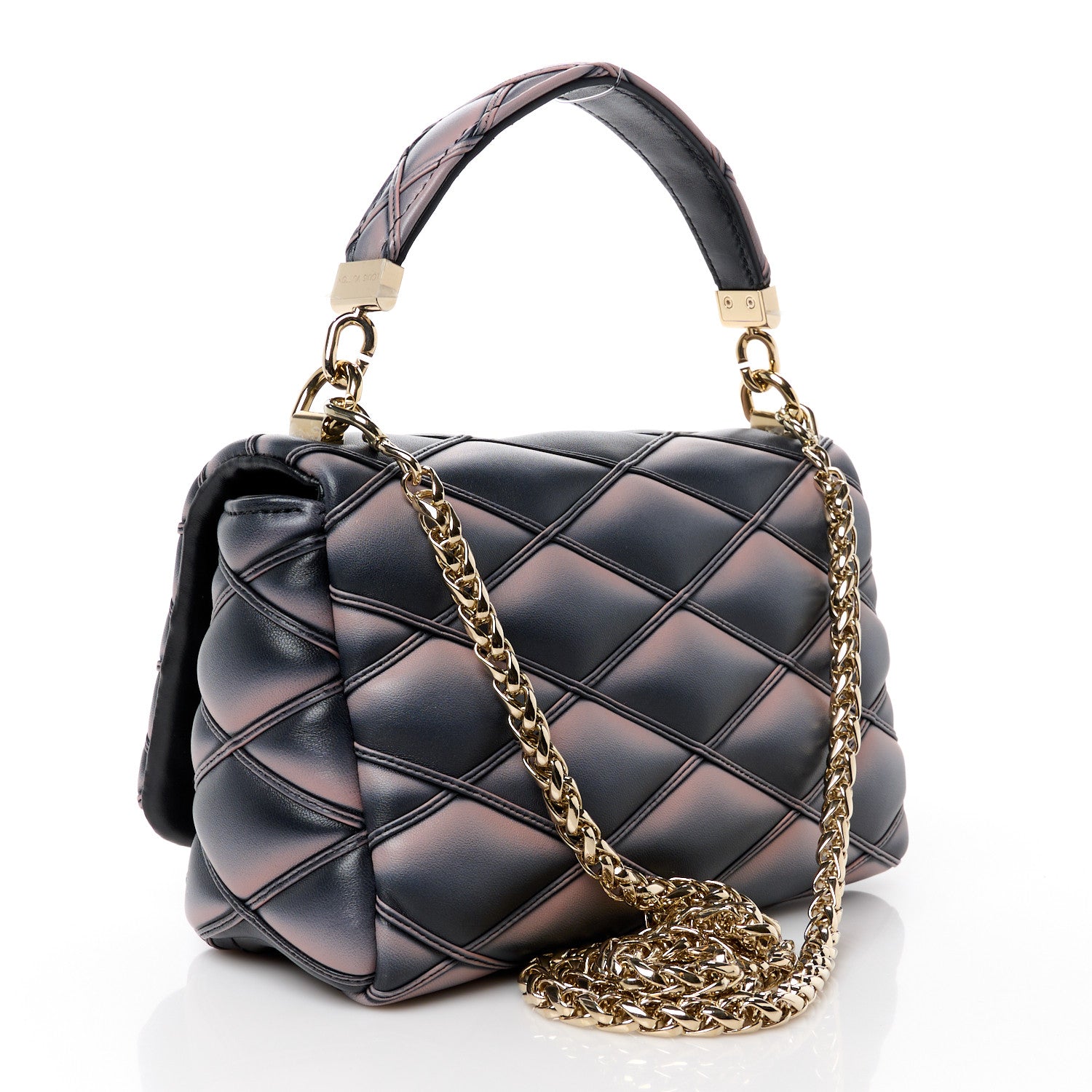 Louis Vuitton Lambskin Malletage Top Handle GO-14 MM Black Pink 4 of 10