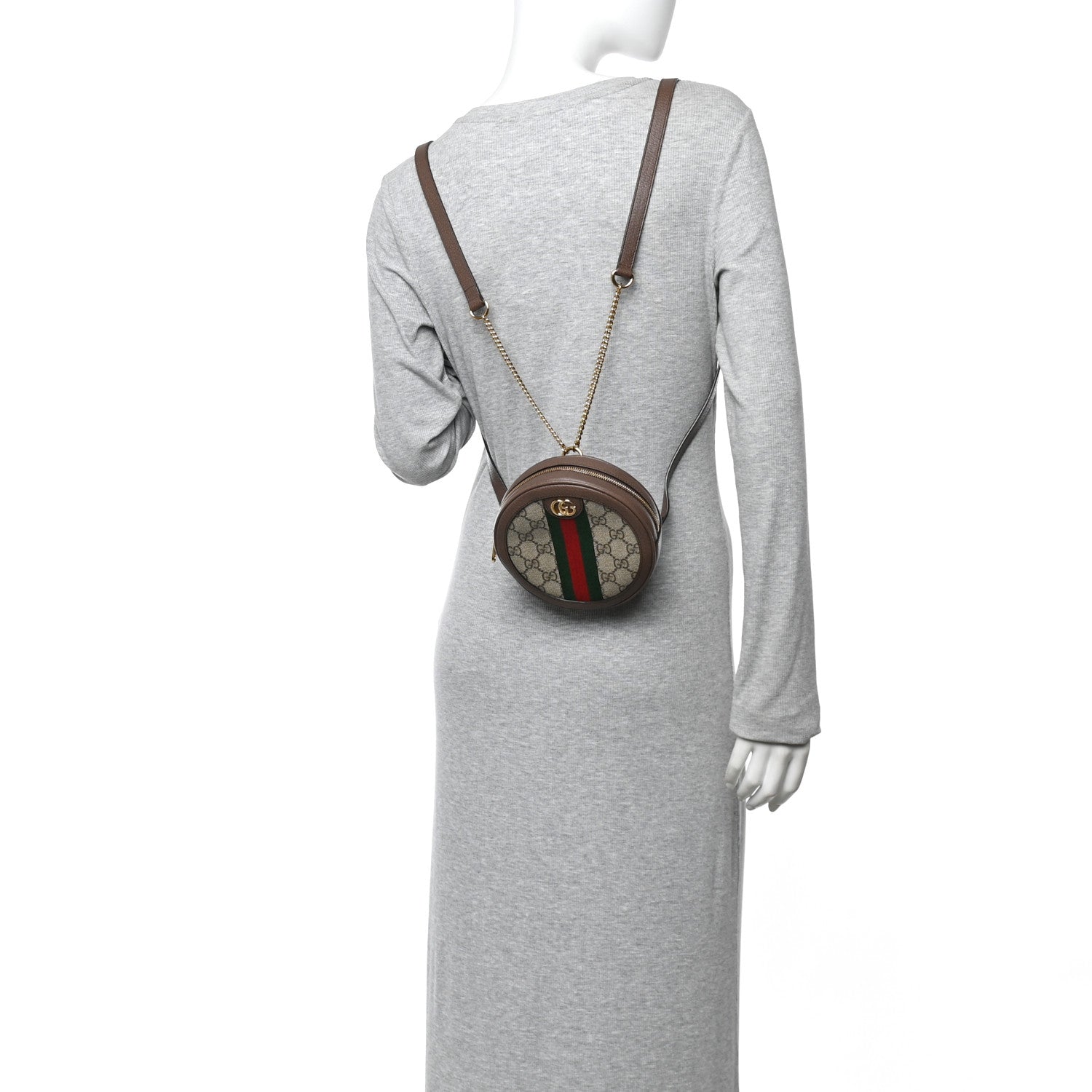 Gucci GG Supreme Monogram Web Mini Ophidia Round Backpack Brown 2 of 11
