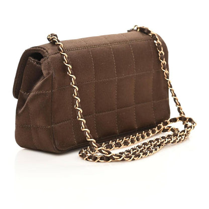 Chanel Satin Chocolate Bar Quilted Rectangular Mini Flap Dark Brown 2 of 8