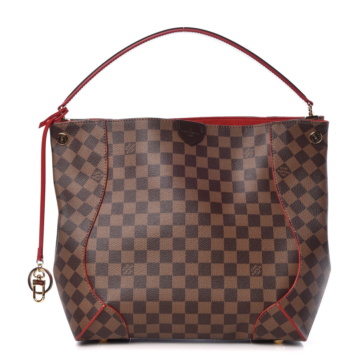 Louis Vuitton Damier Ebene Caissa Hobo Cherry 1 of 8