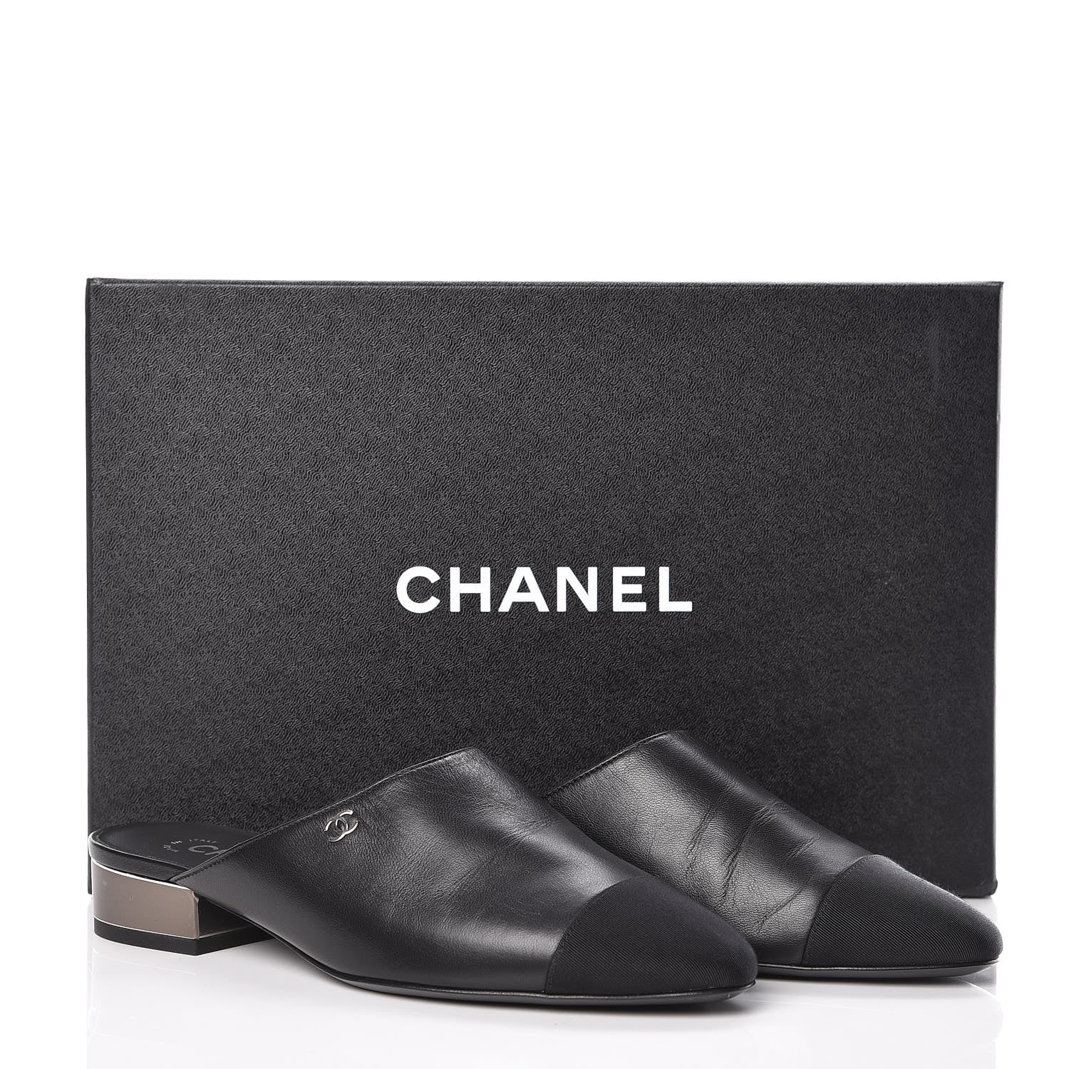 Chanel Lambskin Grosgrain Cap Toe Mules 36 Black 8 of 8