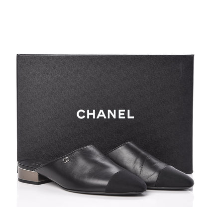 Chanel Lambskin Grosgrain Cap Toe Mules 36 Black 8 of 8