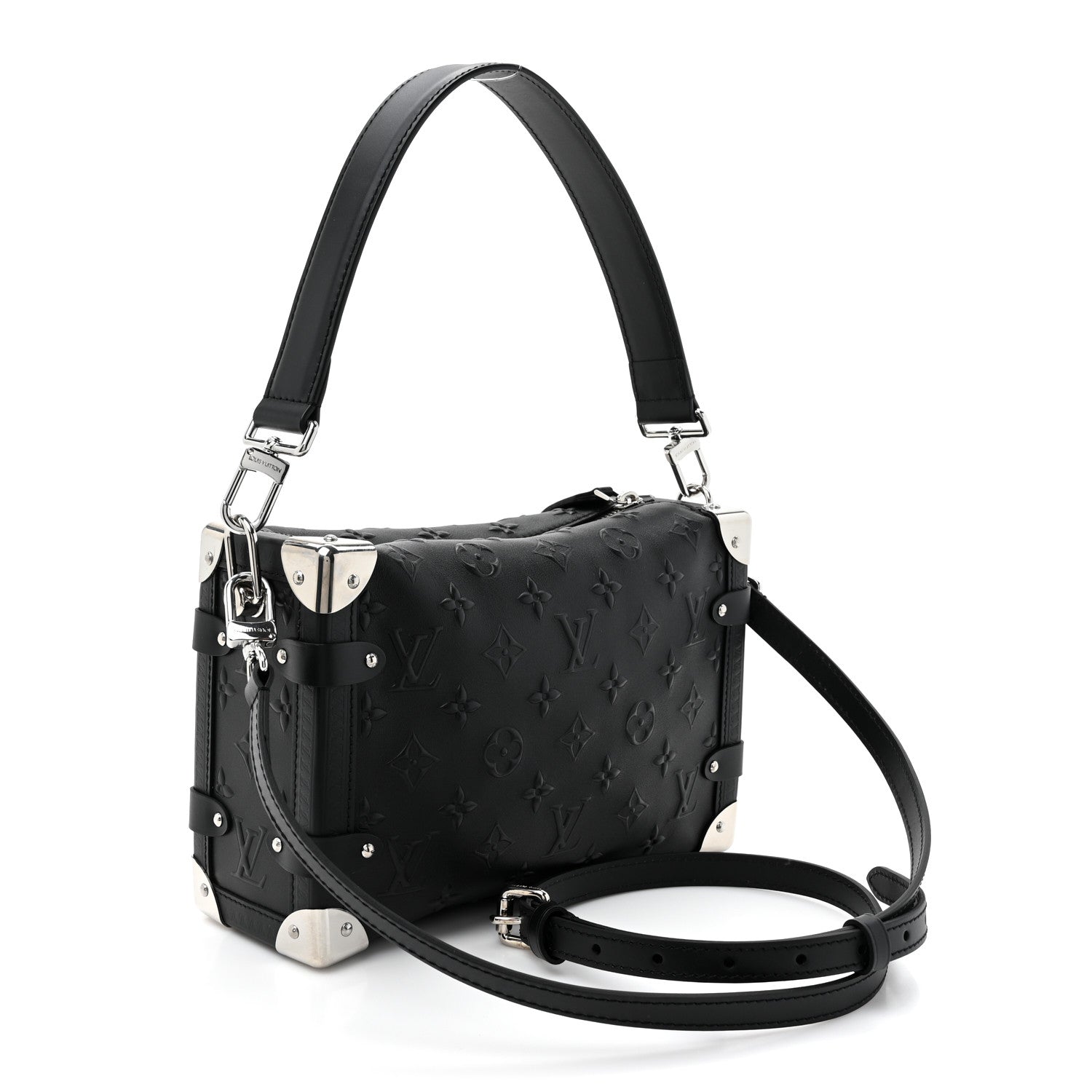 Louis Vuitton Calfskin Debossed Monogram Side Trunk Black 3 of 9