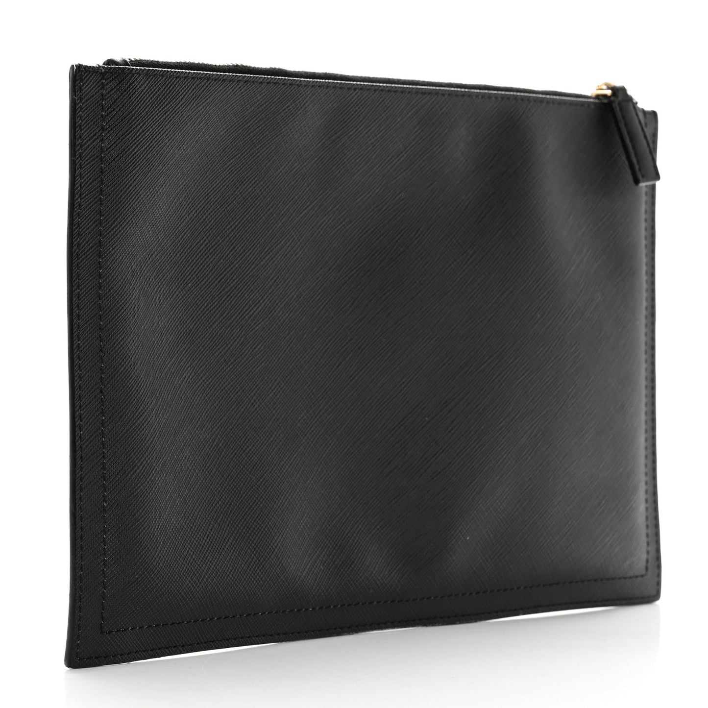 Textured Coated Canvas Bambi Print Cosmetic Pouch Black