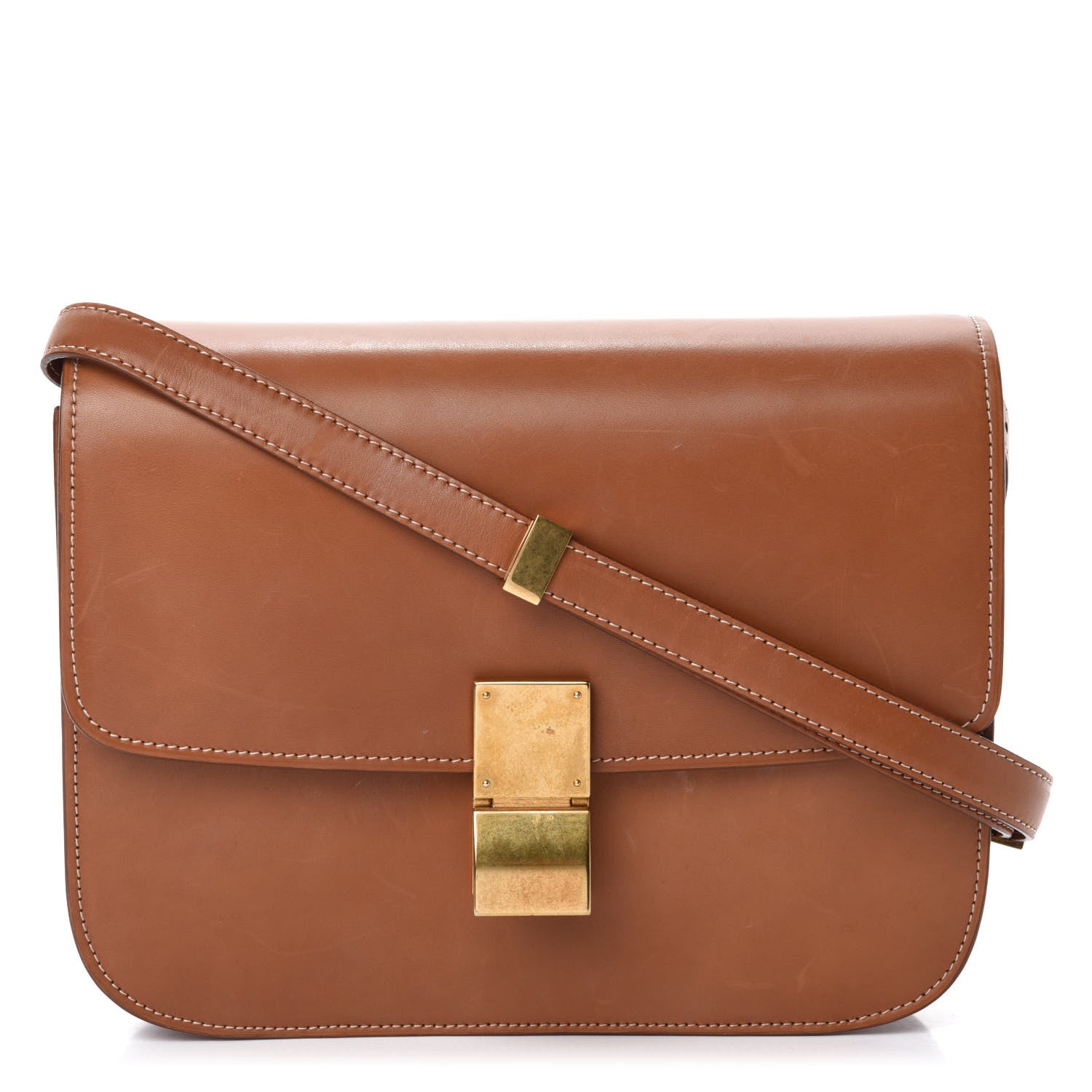 Celine Smooth Calfskin Medium Classic Box Flap Bag Camel 1 of 13