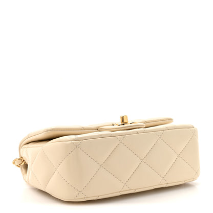 Chanel Shiny Lambskin Quilted Golden Links Top Handle Flap White 4 of 11