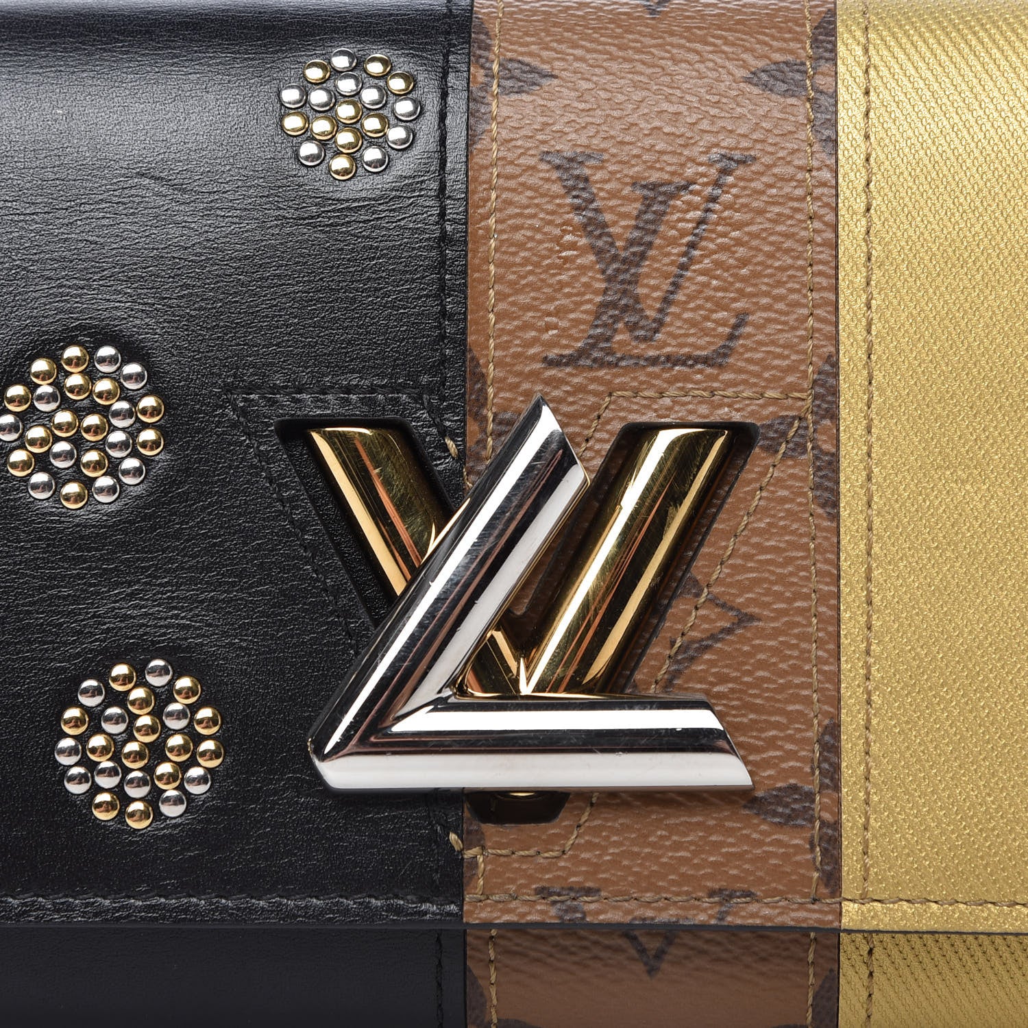 Louis Vuitton Calfskin Reverse Monogram Studded Night Lights Twist Chain Wallet 10 of 10