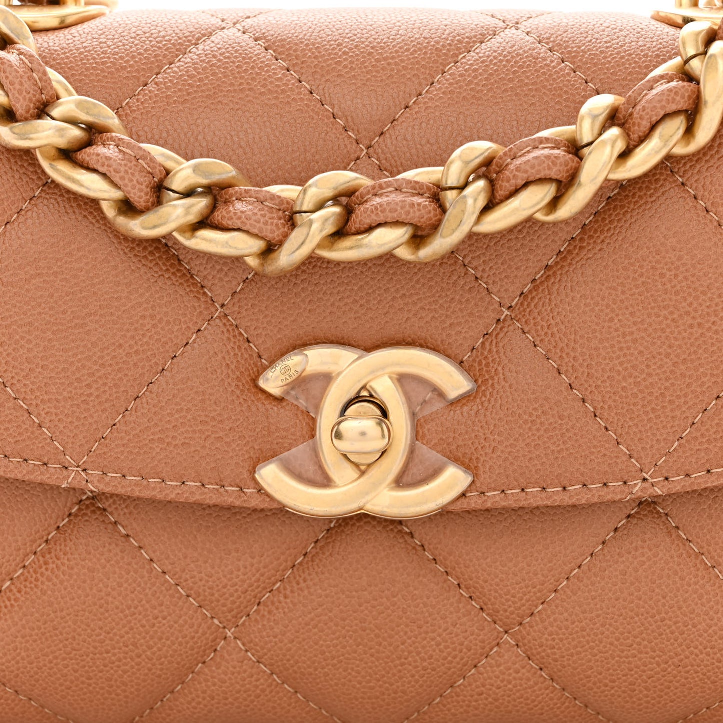 Caviar Quilted Small Flap Dark Beige