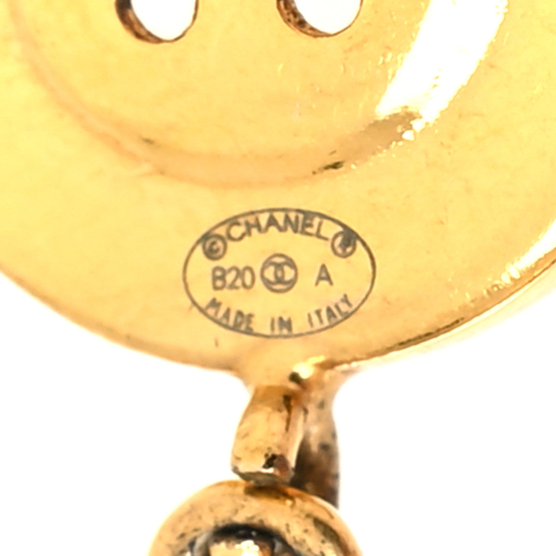 Chanel Metal Large Paris Button Earrings Gold 4 of 4