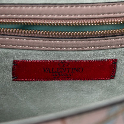 Valentino Garavani Vitello Embroidered Medium Glam Lock Rockstud Flap Beige 6 of 18