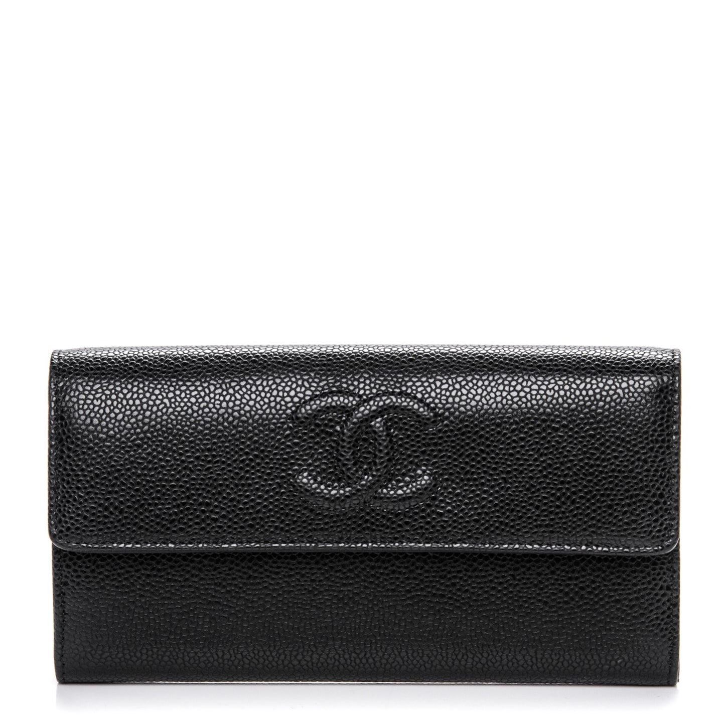 Caviar Timeless CC Large Gusset Flap Wallet Black