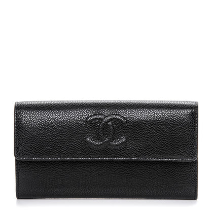 Chanel Caviar Timeless CC Large Gusset Flap Wallet Black 1 of 8