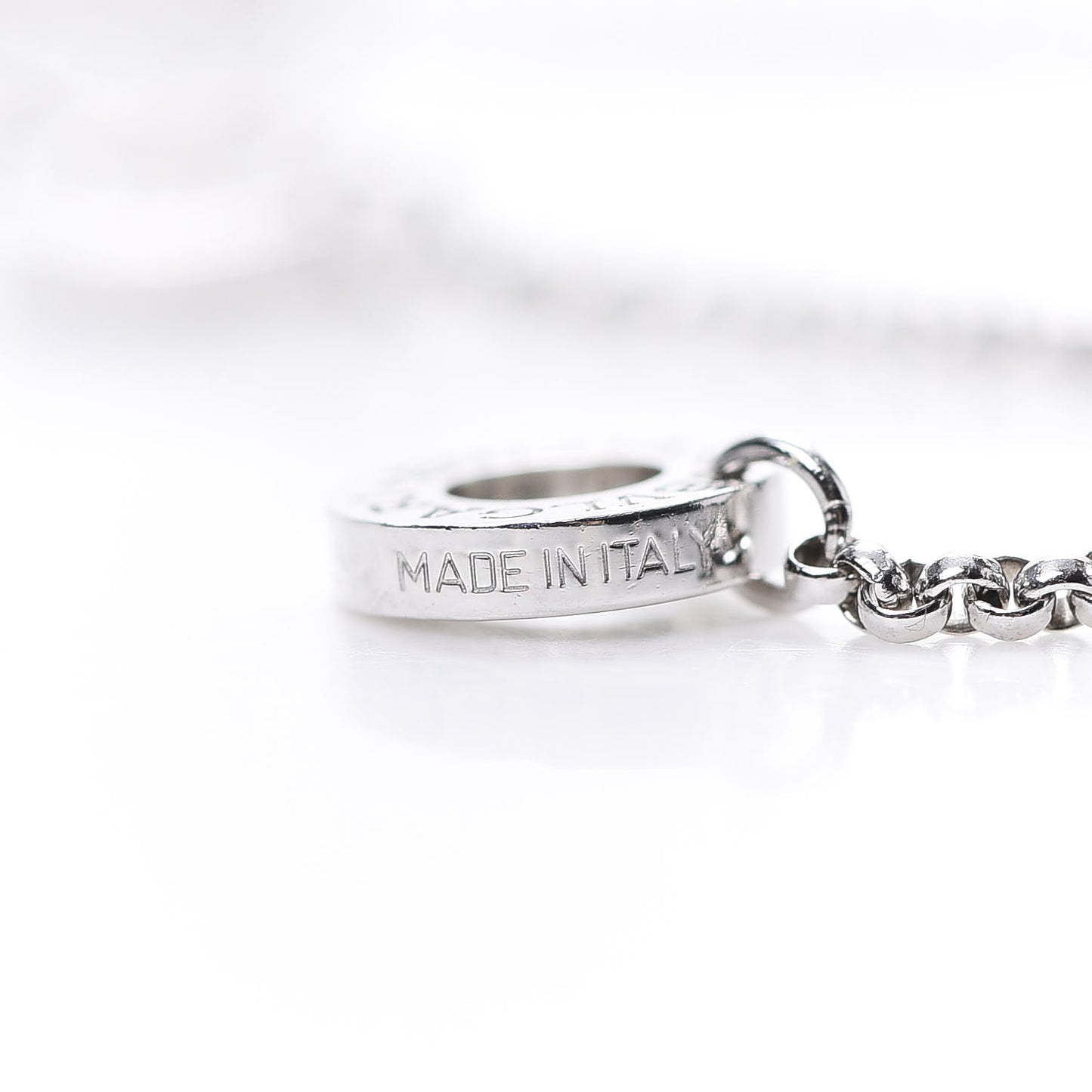 18K White Gold Diamond Small B.Zero1 Pave Pendant Necklace