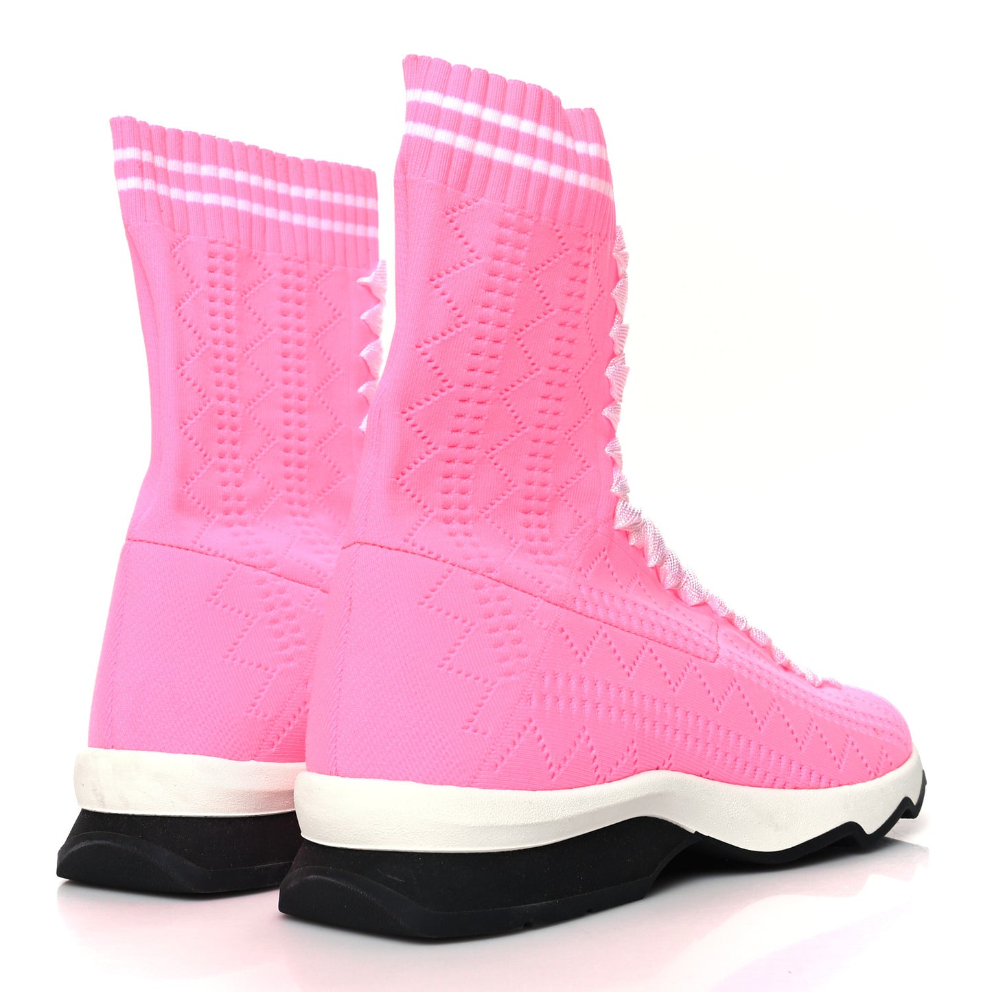Stretch Knit Womens Sock Sneakers 39 Fluorescent Pink White