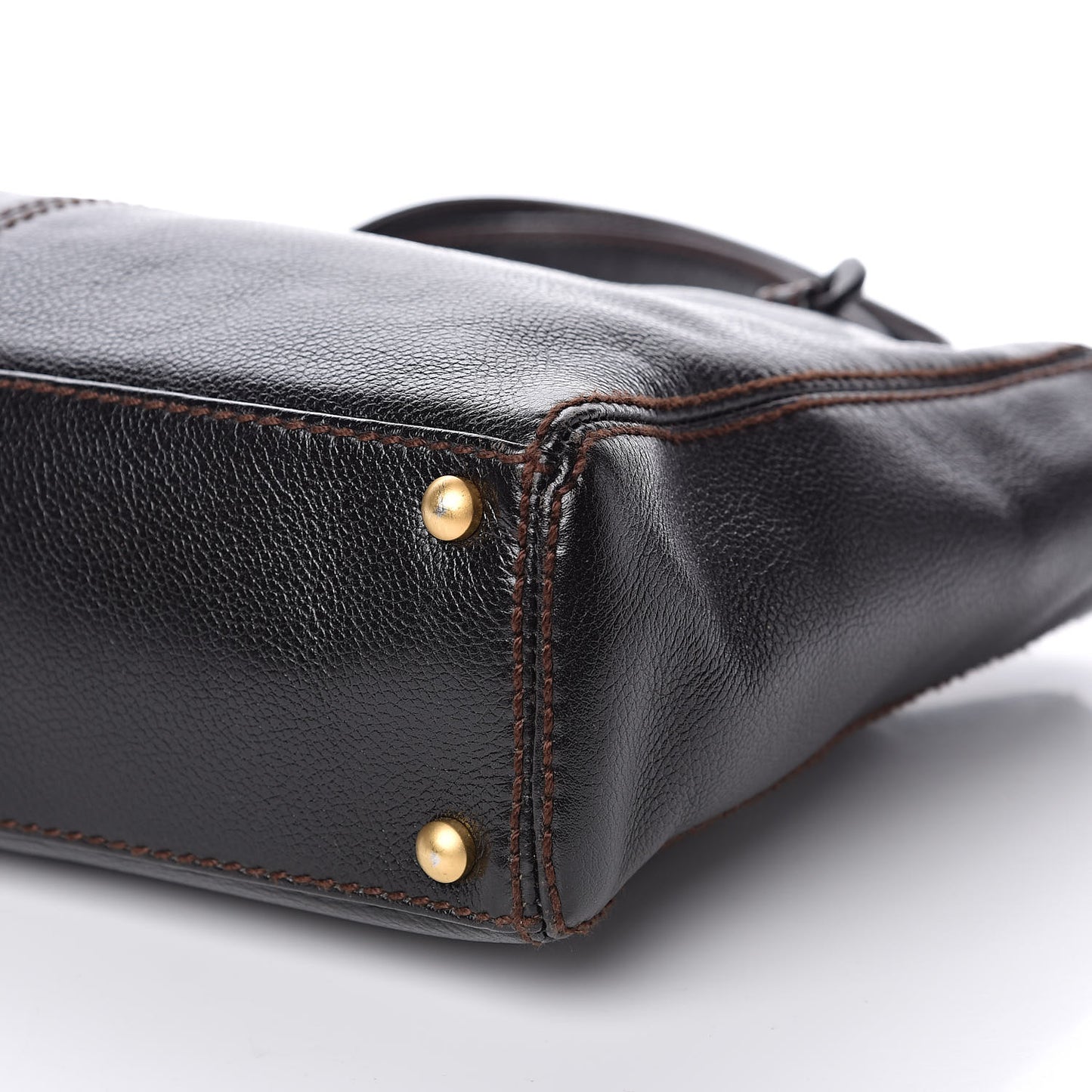Calfskin Wood Chain Tote Black