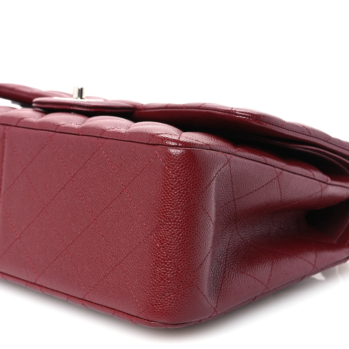 Caviar Quilted Jumbo Double Flap Burgundy