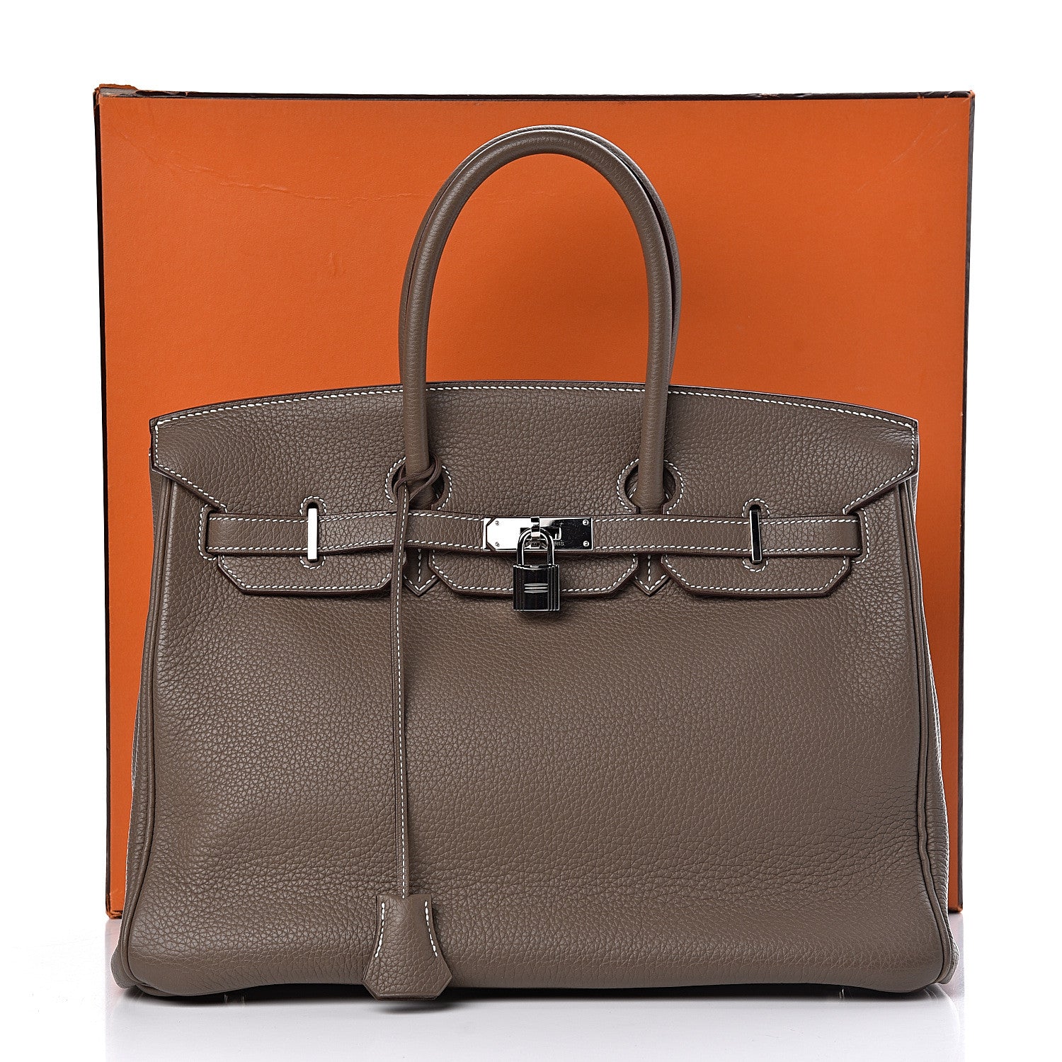 Hermes Taurillon Clemence Birkin 35 Etoupe 38 of 38