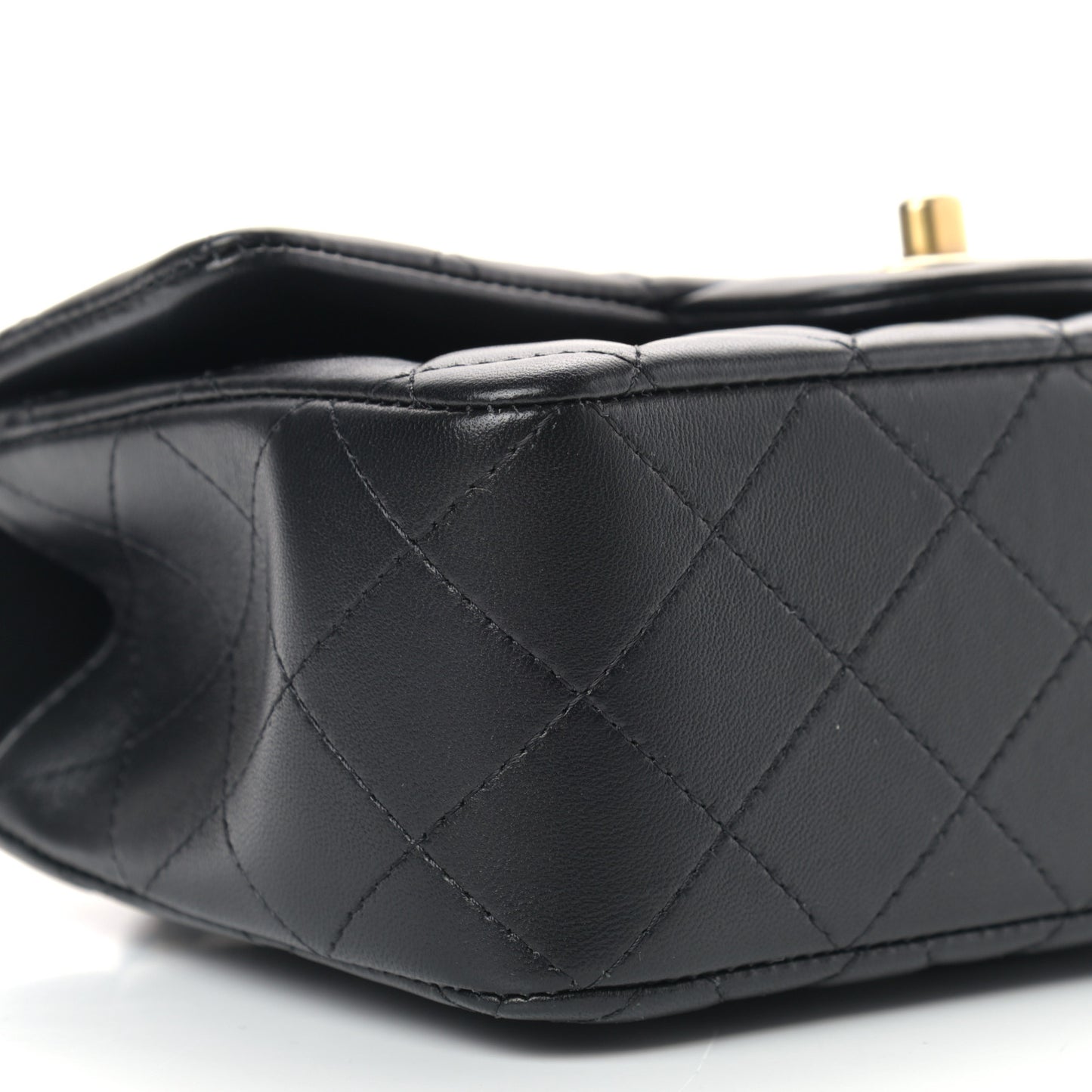Lambskin Quilted Mini Top Handle Rectangular Flap Black