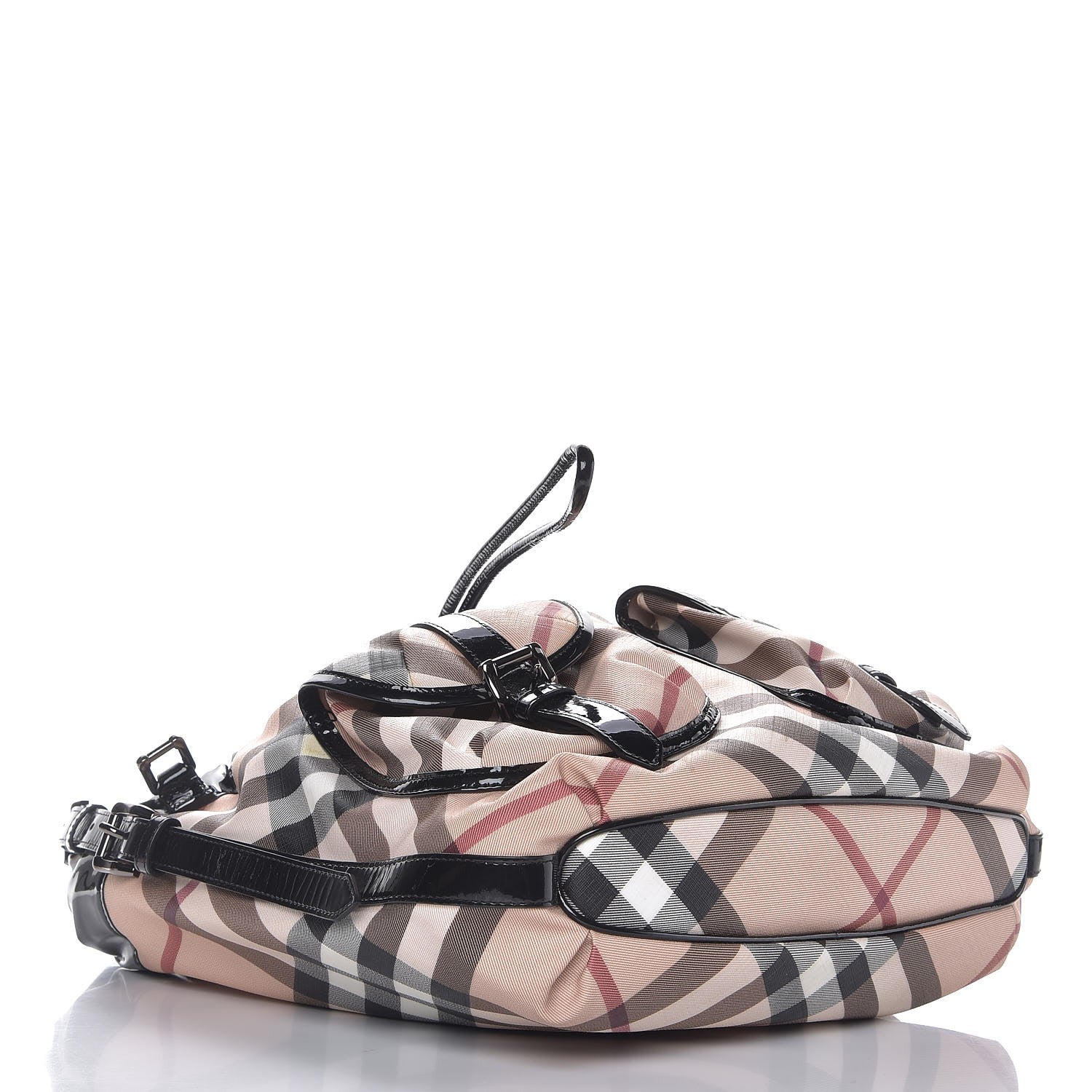 Burberry Patent Supernova Check Drawstring Hobo 4 of 13