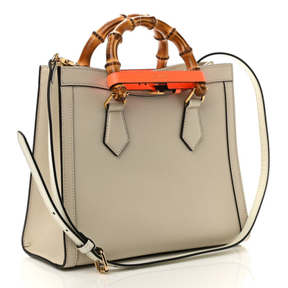Gucci Wonka Grain Calfskin Small Diana Tote Bag Mystic White Orange Fluo 3 of 10