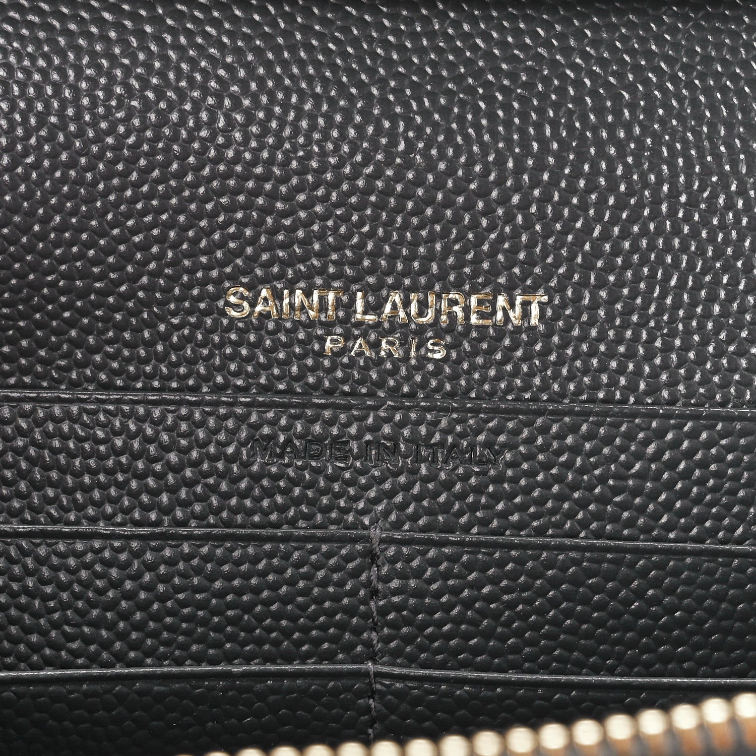 Saint Laurent Grain De Poudre Matelasse Chevron Monogram Chain Wallet Oyster Grey 6 of 11