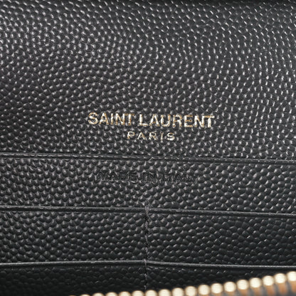 Saint Laurent Grain De Poudre Matelasse Chevron Monogram Chain Wallet Oyster Grey 6 of 11
