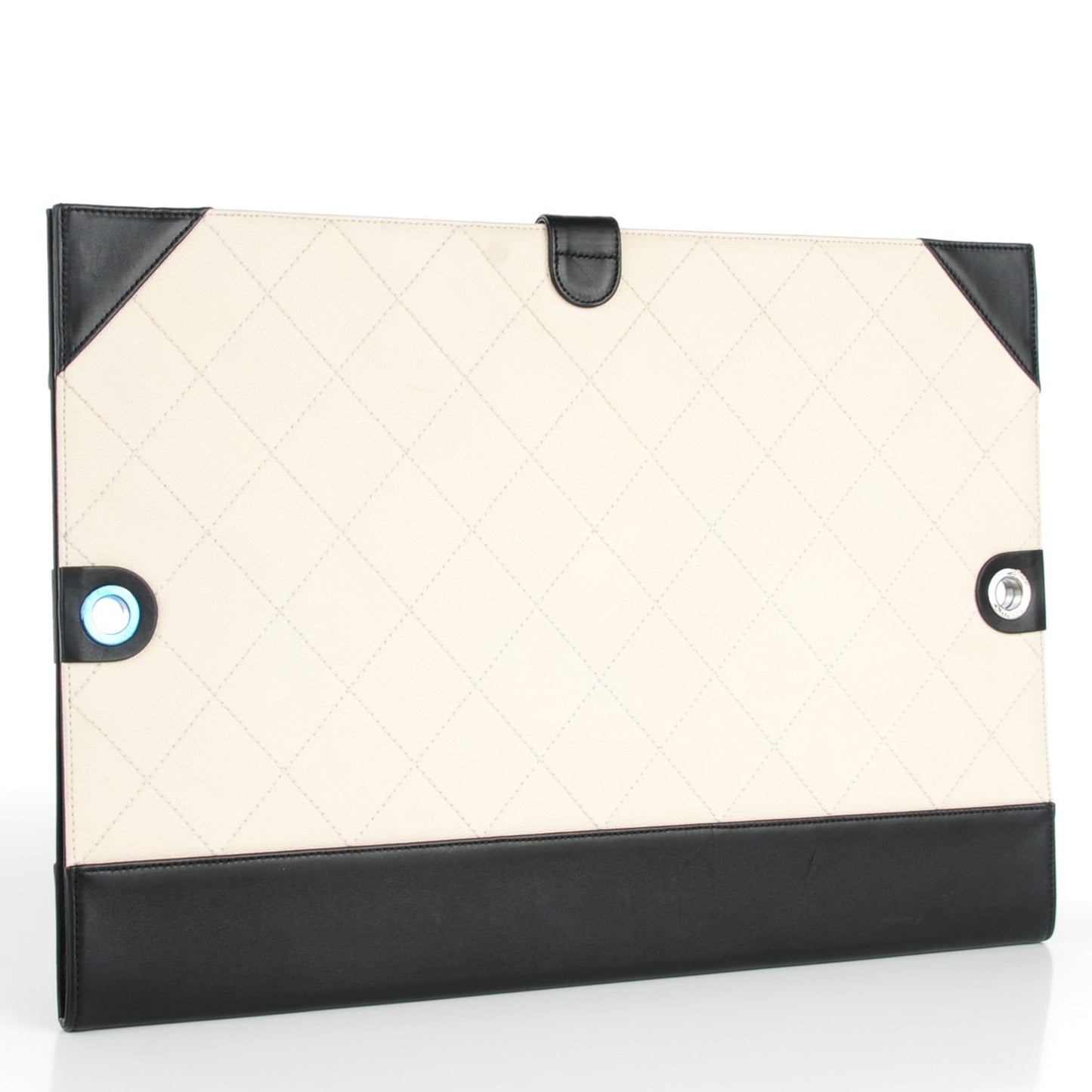 Caviar Stitched Bowtie Drawing Portfolio Bag White Black