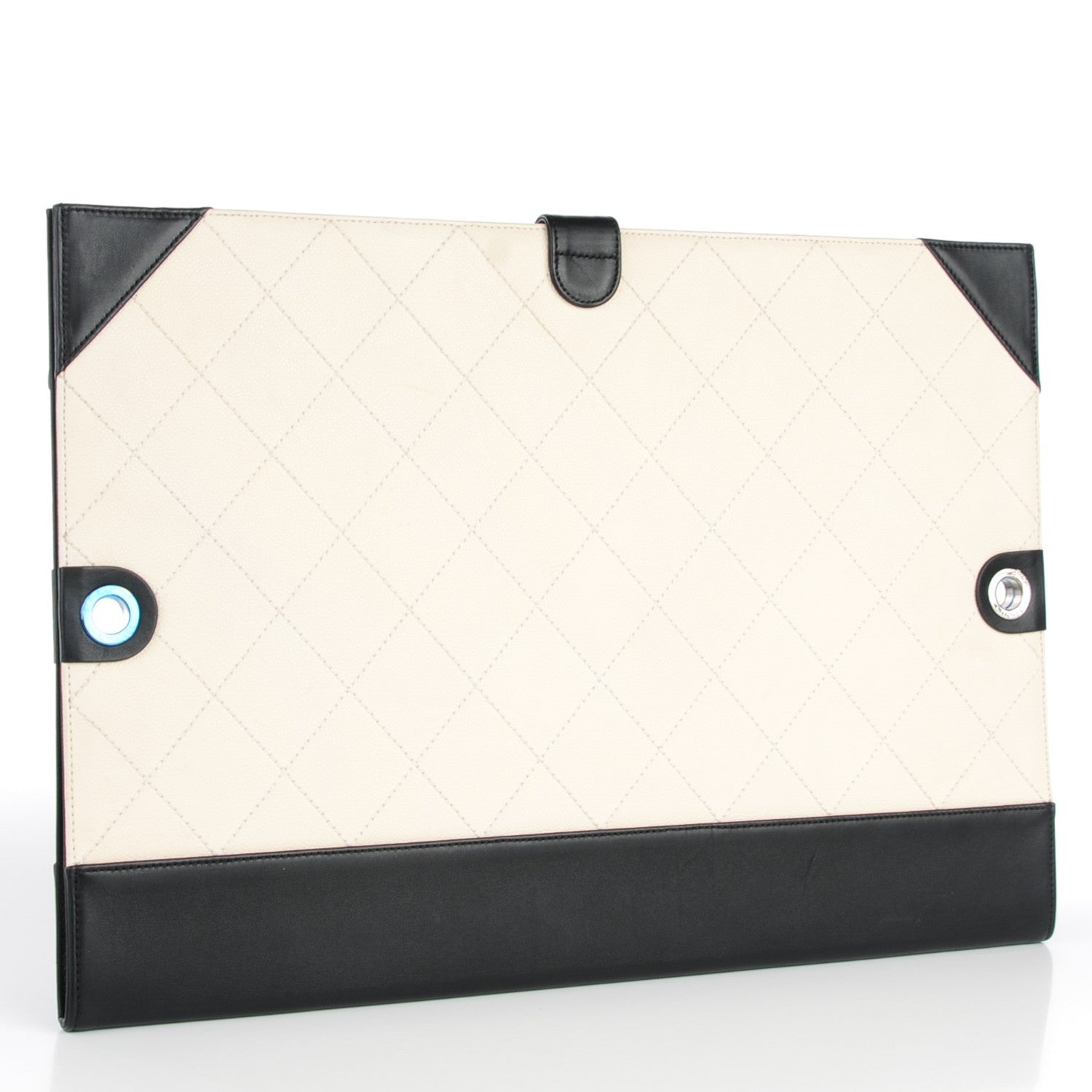 Chanel Caviar Stitched Bowtie Drawing Portfolio Bag White Black 3 of 7