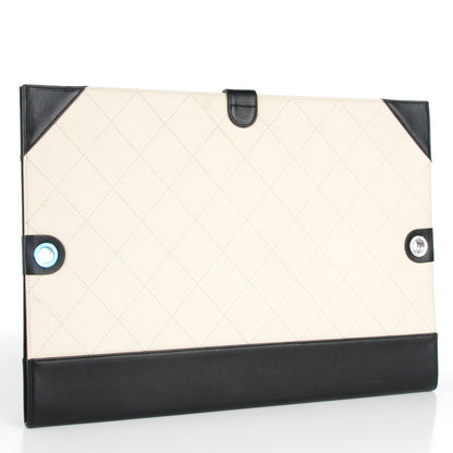 Chanel Caviar Stitched Bowtie Drawing Portfolio Bag White Black 3 of 7