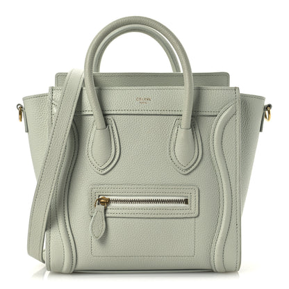 Celine Drummed Calfskin Nano Luggage Vert D'eau 1 of 14