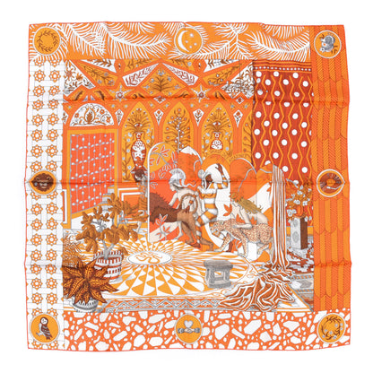 Hermes Silk La Danse Des Amazones Scarf 90 Orange Brun White 1 of 12