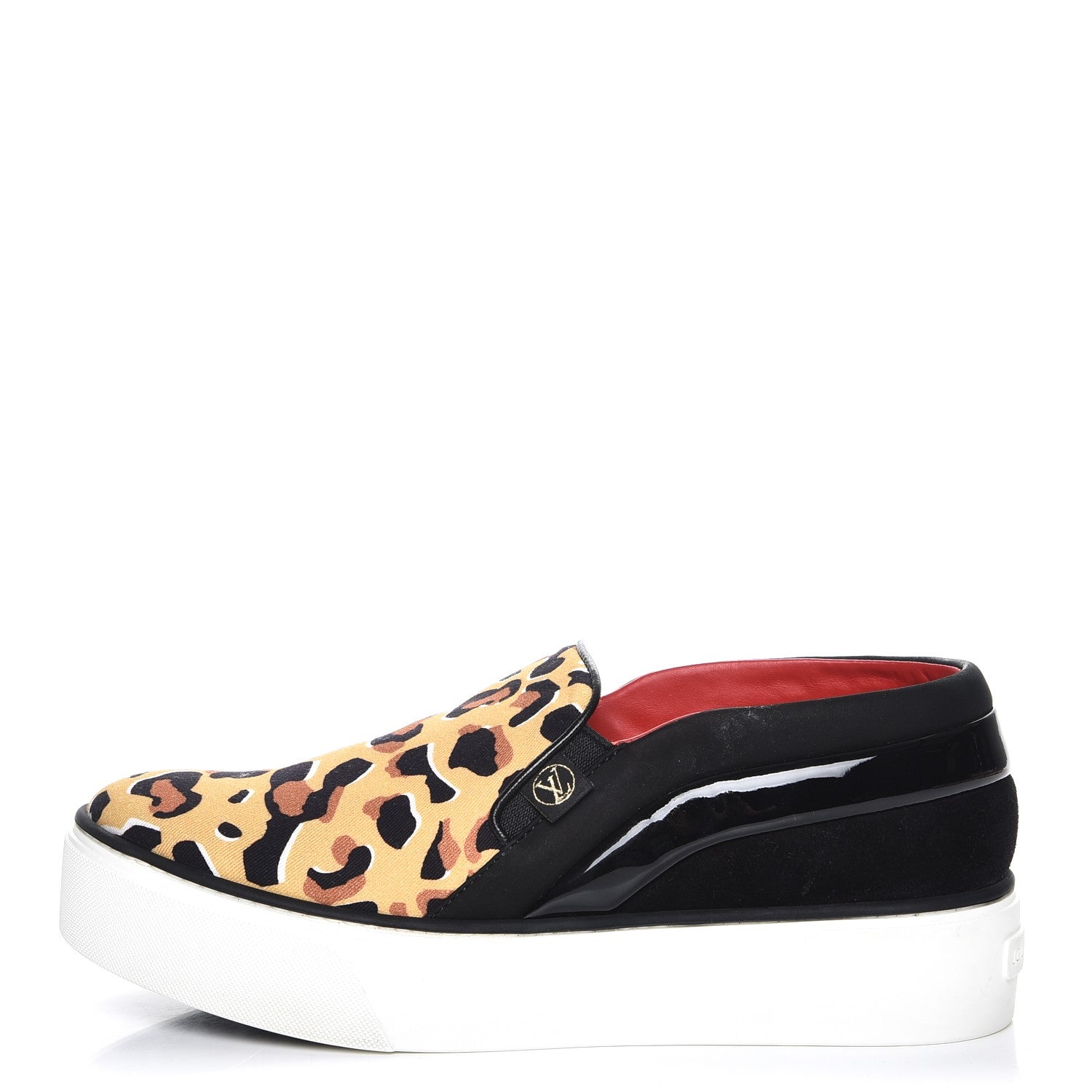 Louis Vuitton Patent Calfskin Canvas Catwalk Slip On 37 Leopard Black 1 of 12