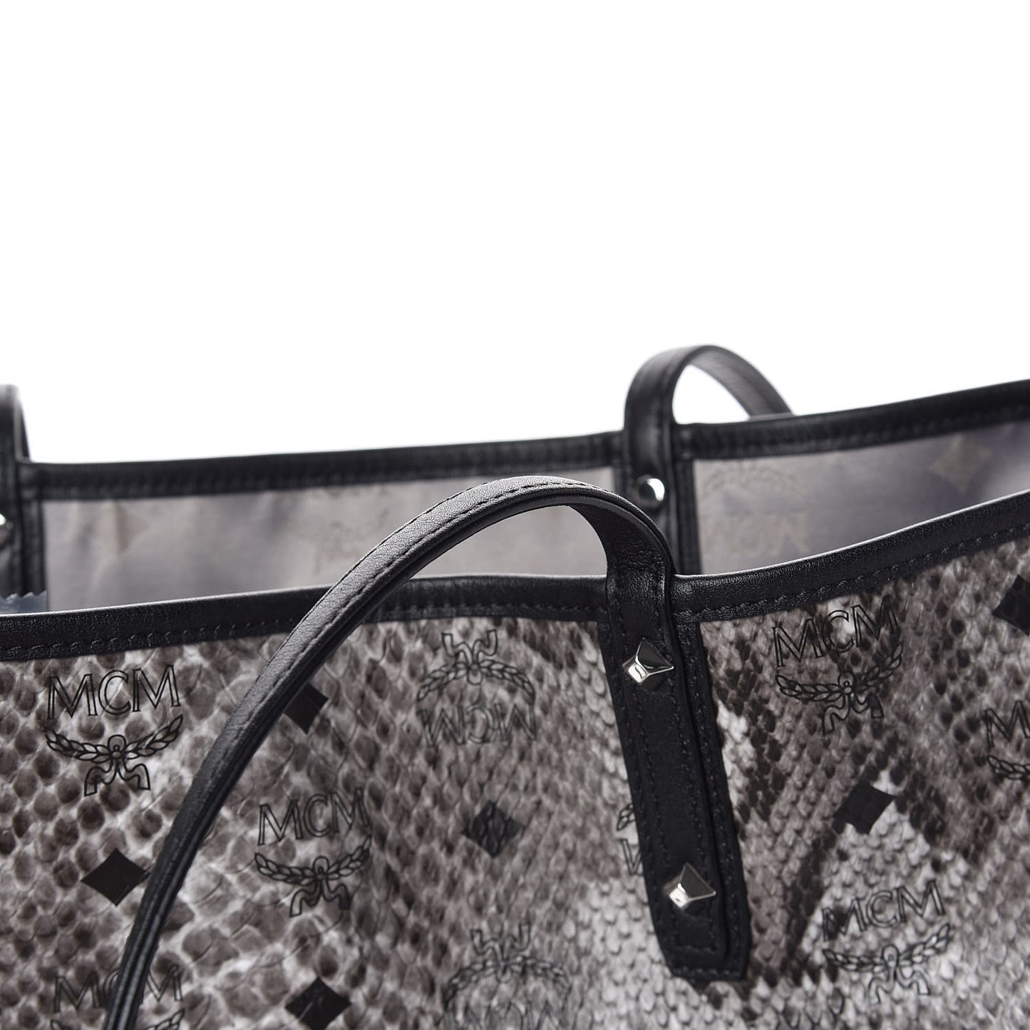 Visetos Snakeskin Embossed Medium Shopper Tote Grey