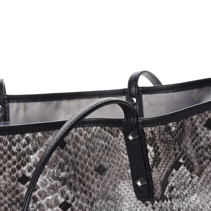 MCM Visetos Snakeskin Embossed Medium Shopper Tote Grey 14 of 16