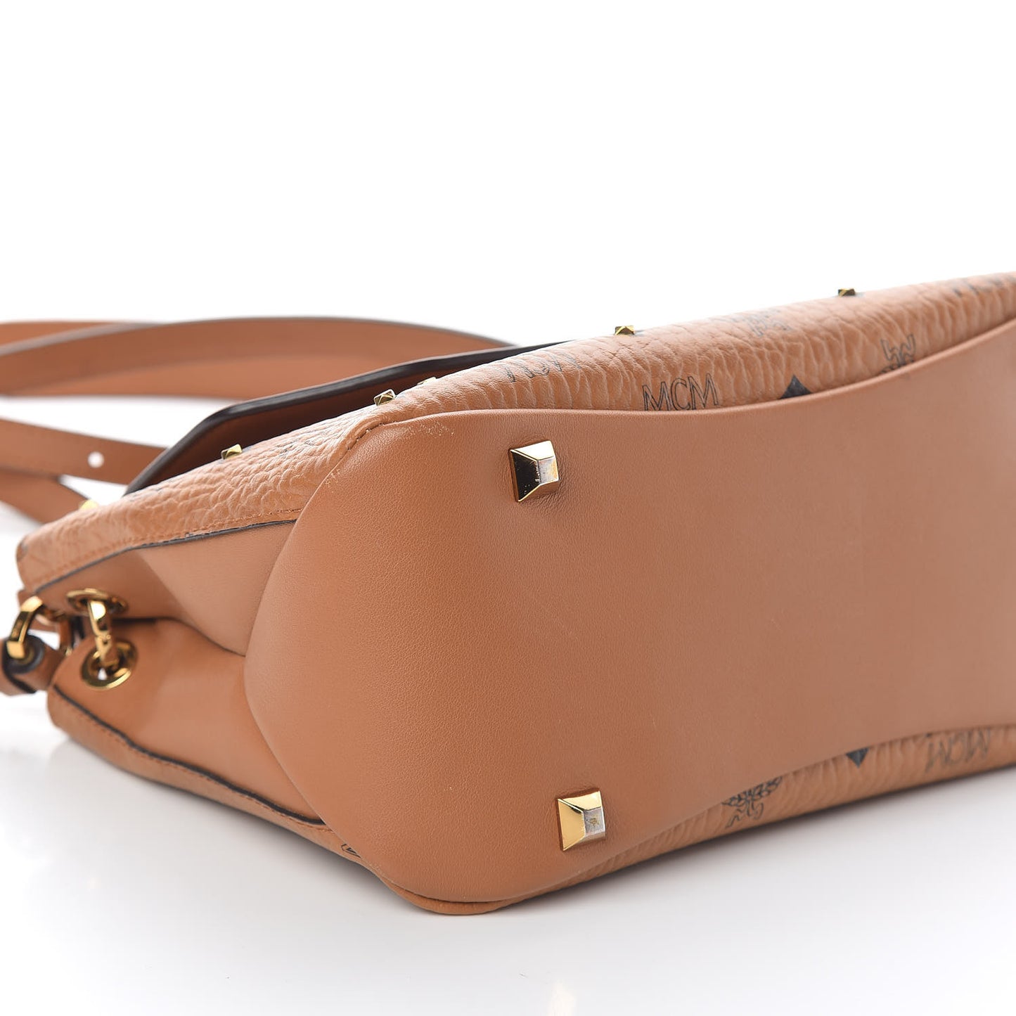 Visetos Studded Flap Shoulder Bag Cognac