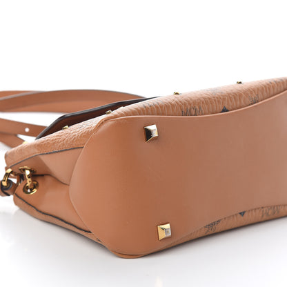 MCM Visetos Studded Flap Shoulder Bag Cognac 9 of 11