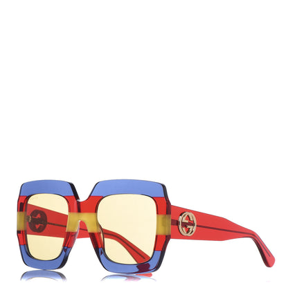 Gucci Square Frame GG0178S Sunglasses Blue Red Yellow 1 of 7