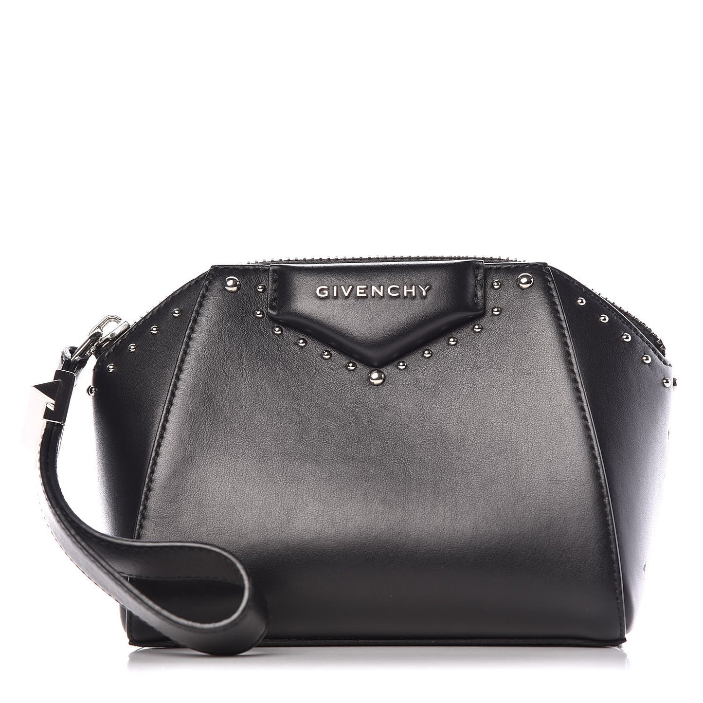Calfskin Small Studded Antigona Beauty Wristlet Black