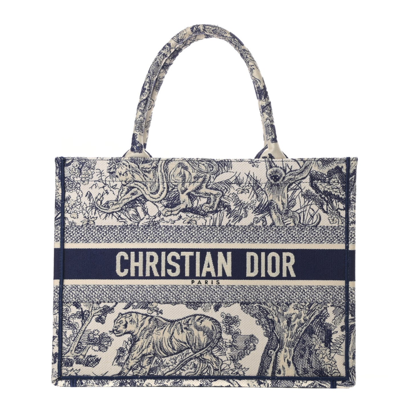 Canvas Embroidered Medium Dioriviera Toile De Jouy Book Tote Blue