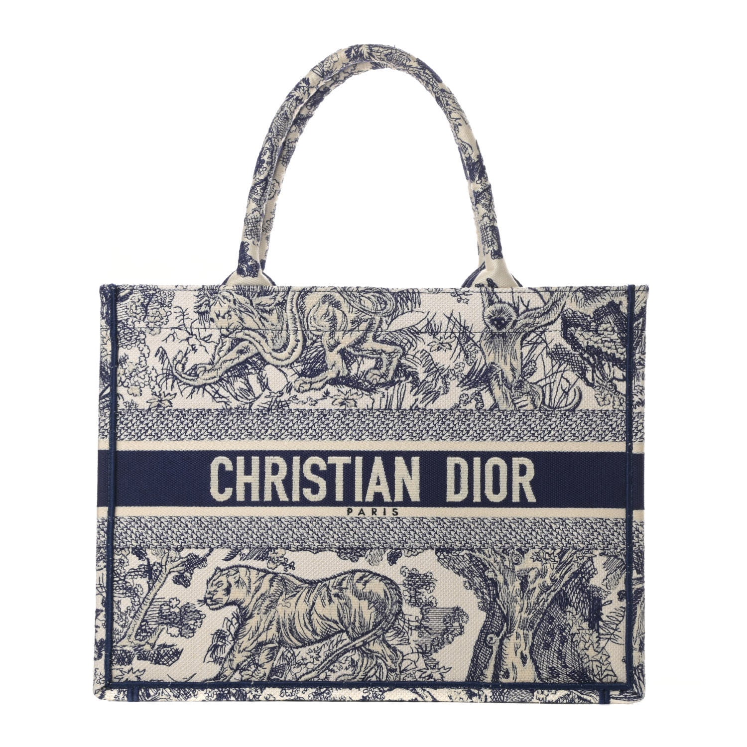 Christian Dior Canvas Embroidered Medium Dioriviera Toile De Jouy Book Tote Blue 1 of 11