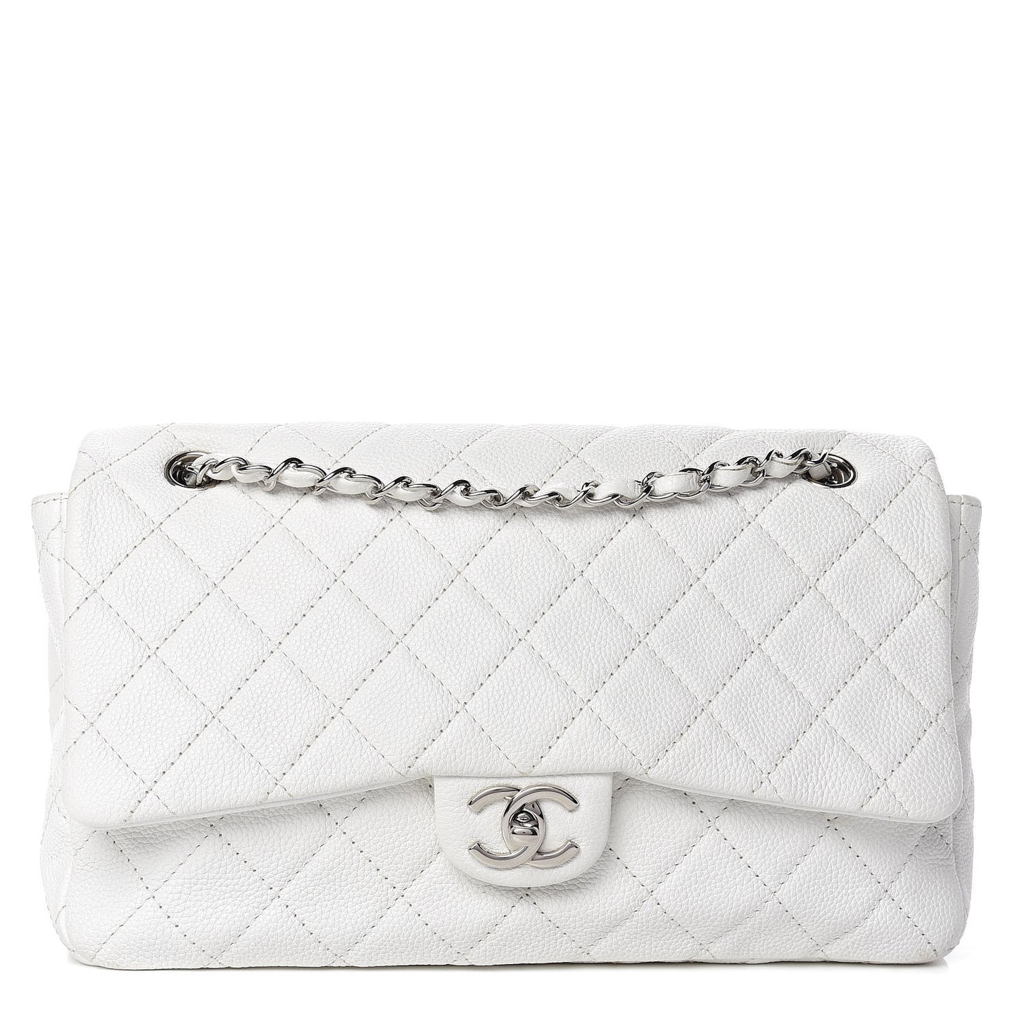 Caviar Quilted Flap White